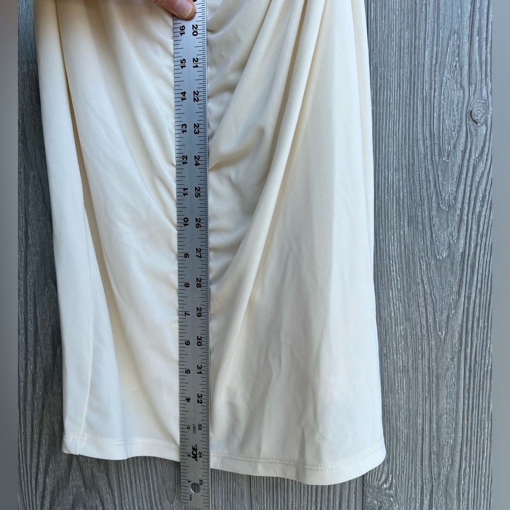 Zara Cream Ruched Bodycon Mini Dress One Shoulder Sleeveless XS - Picture 8 of 9
